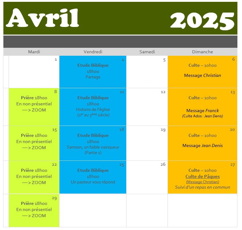 Agenda Avril 2025