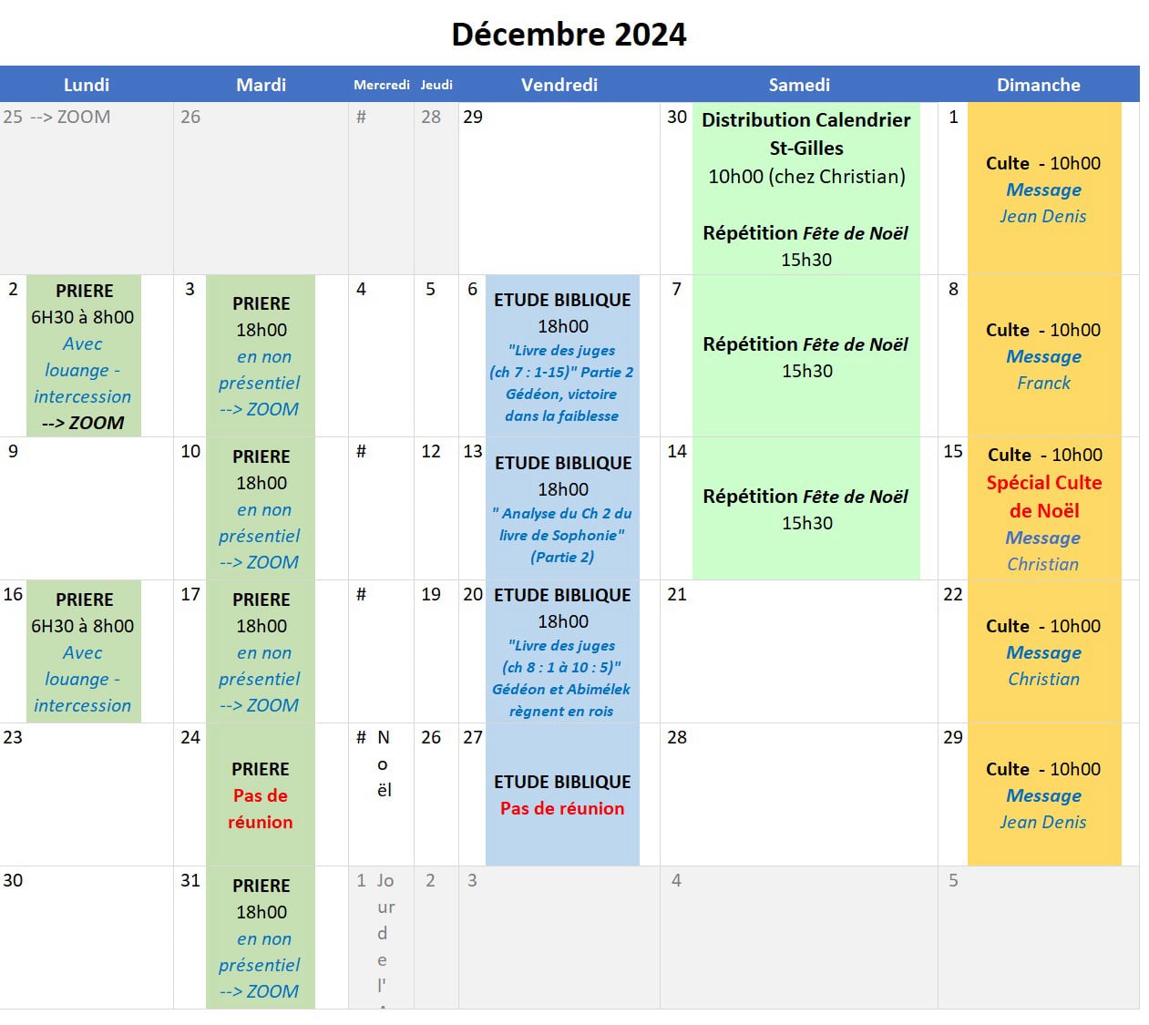 Agenda Décembre 2024
