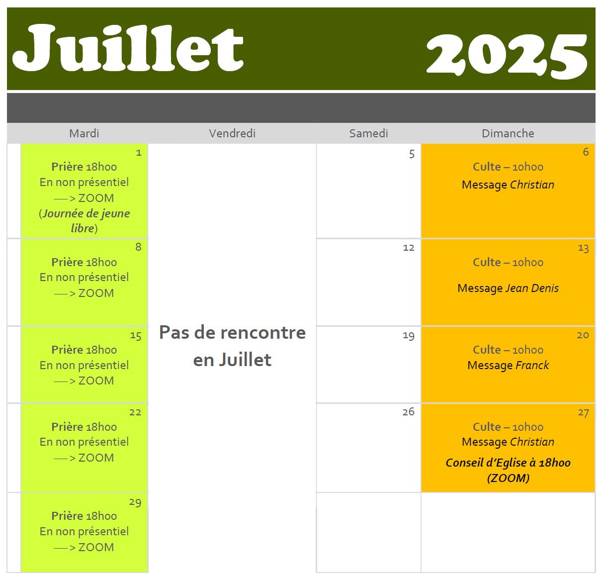 Agenda Juillet 2025