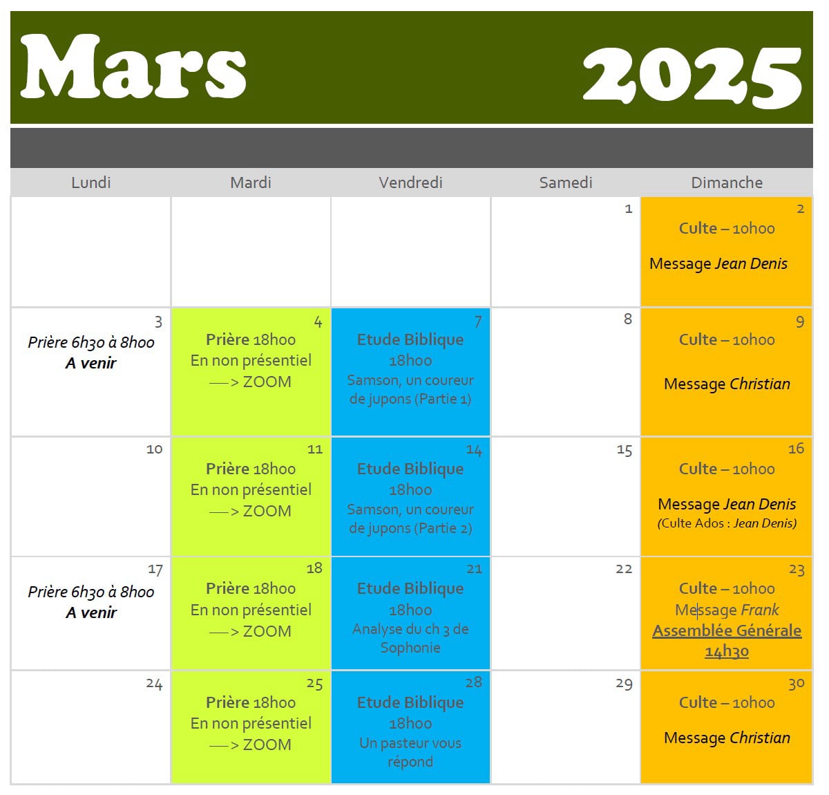 Agenda Mars  2025