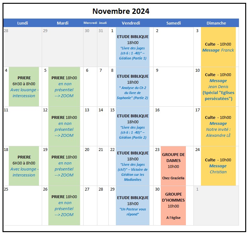 Agenda Novembre 2024