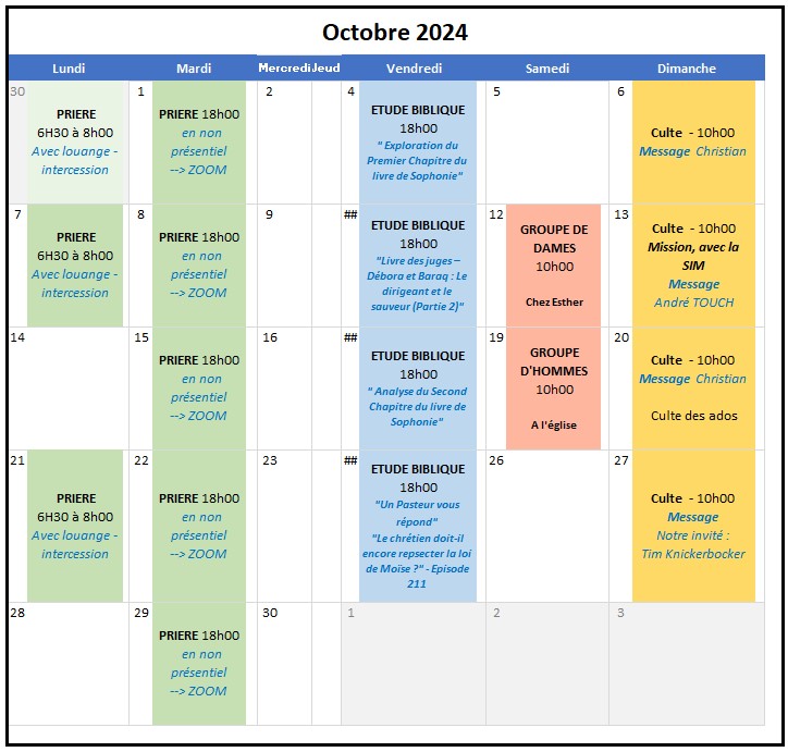 Agenda Octobre 2024